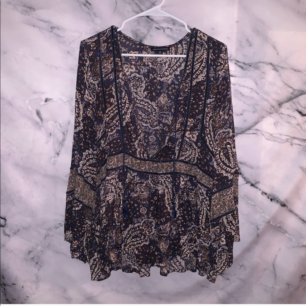 Paisley print boho top